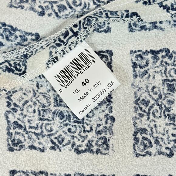 Peserico QuietLuxury Italian White Blue Drape Cowl Neck Sheath Dress 40 S Merola - Picture 5 of 7